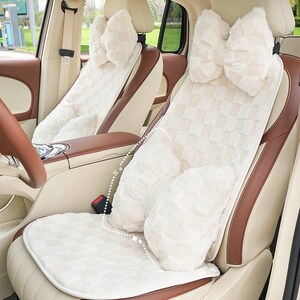 Fluffy Car Seat Covers Set Cute Car Accessories for women car cushions auto interior accessories for girls