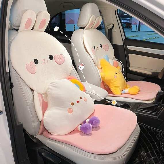 Süßes flauschiges Auto sitzbezüge Set für Frauen Auto Kissen Auto Innenraum  Zubehör für Mädchen - .de