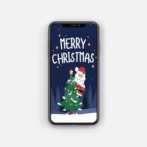 Santa Claus Merry Christmas iPhone Wallpaper / Phone Lock Screen / Smartphone Background / Smartphone Wallpaper / Instant Download