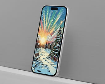Fond d'écran Christmas Town pour smartphone : écran de verrouillage de l'iPhone des Fêtes (téléchargement numérique)