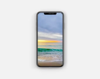 Ocean Waves iPhone Wallpaper: Abstract Beach Sunset (Digital Download)