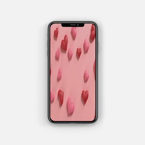 Rot rosa Herzen Happy Valentines Day iPhone Wallpaper / Abstrakt / Sperrbildschirm / Hintergrund / Smartphone Hintergrund / Sofort Download