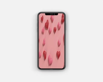 Fond d'écran Cœurs roses pour iPhone : Saint-Valentin abstrait, écran de verrouillage (téléchargement numérique)