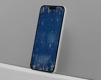 Fondo de pantalla navideño de copos de nieve: Pantalla de bloqueo festiva para iPhone (Descarga digital)