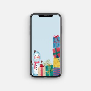Snowman Christmas iPhone Wallpaper / Phone Lock Screen / Smartphone Background / Smartphone Wallpaper / Instant Download / Christmas