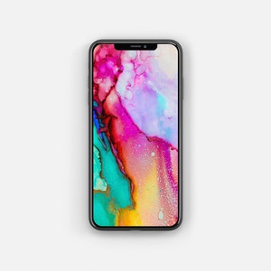 Neon iPhone Wallpaper Aquarell / Abstrakt / iPhone Lock Screen / iPhone Hintergrund / Sofortiger digitaler Download