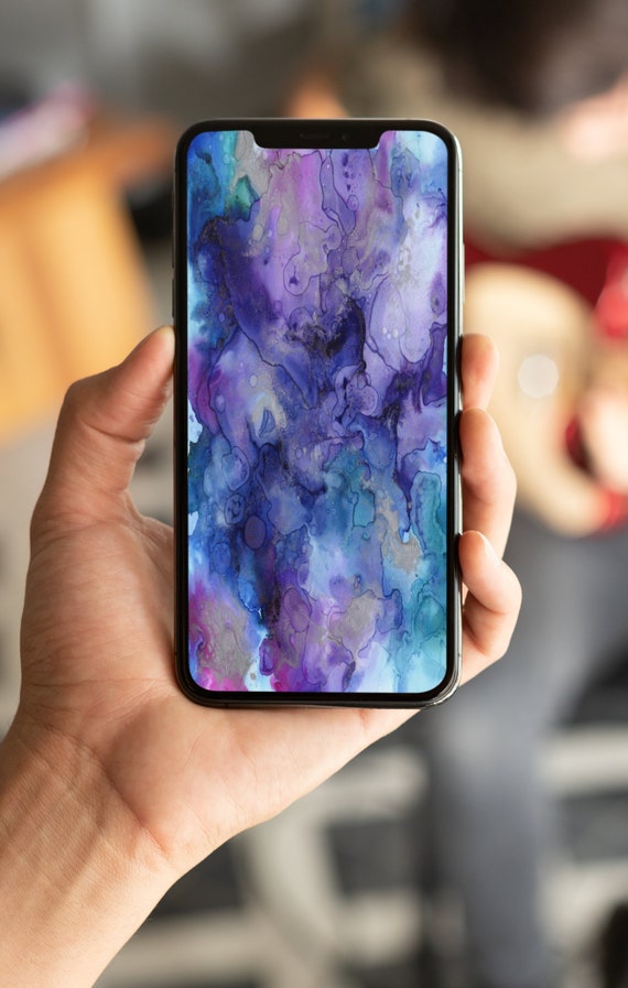 紫と青の抽象的な水彩画の iPhone 壁紙 (デジタルダウンロード) - Etsy