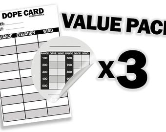 Rifle DOPE Value Pack – 3x Scope Stickers + 3x Data Cards