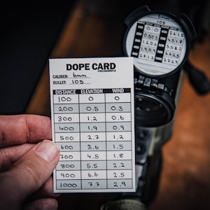 Tarjeta DOPE para tiro de largo alcance x 3: tarjeta de datos en papel para tiradores de precisión