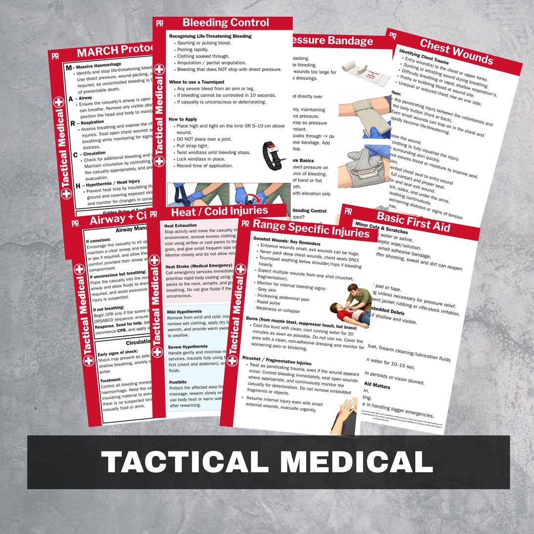 Tactical Medical Reference Cards – Range Safety First Aid Guide ...