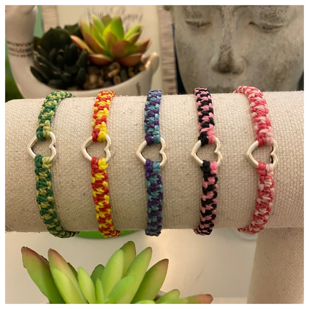 Colorful Bracelets Heart String Bracelet Pattern Custom Adjustable