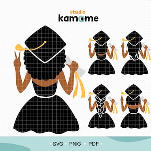 Black Girl Graduation SVG, African American Graduation Girl Svg, Senior black woman Silhouette, Graduation Cap SVG, Instant Download