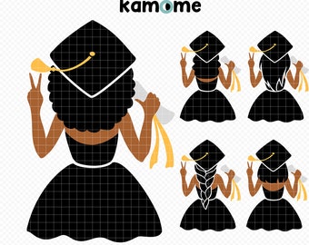 Black Girl Graduation SVG, African American Graduation Girl Svg, Senior black woman Silhouette, Graduation Cap SVG, Instant Download