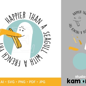 Seagull French fries SVG, Seaguul Mine, Seagull cut file, Sublimation, Bird Clipart, vector illustration - png, pdf, ai jpg Instant Download