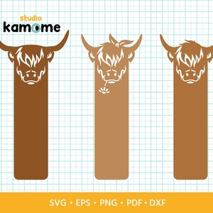 Highland Cow SVG, Bookmark Highland Cow svg, Bookmark template bundle svg, Descarga instantánea, Bookmark clipart, Bookmark Cricut