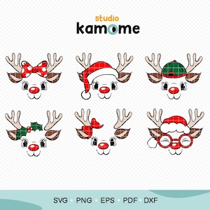 Christmas Reindeer Faces SVG PNG Bundle, Girl Reindeer SVG, Boy Reindeer Svg, Christmas 2024 Svg, Reindeer Family Clipart, Instant Download