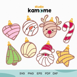 Conchas de Noël Bundle SVG, Noël Pan Dulce PNG, fichiers Cricut en couches, vecteur de Noël mexicain Conchas, téléchargement immédiat