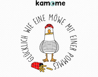 Glückliche Möwe SVG, Möwe Pommes Frites SVG, Möwe Mine, Möwe Schnittdatei, Sublimation, Vektor Möwe Illustration, Sofortiger Download