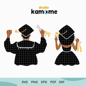 Afro Graduation Boy Girl SVG, African American Graduation boy girl Svg, Senior black woman Silhouette, Graduation Cap SVG, Instant Download