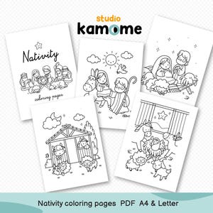 Nativity Coloring Pages, Nativity scene, Christmas Sunday School, Christmas Bible Scripture Kids, Preschool Christmas Story - Pdf pages