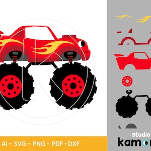 Monster Truck SVG, Monster Truck PNG, Monster Truck Cut file Cricut, Silhouette, Sublimation, Vector illustration - png, pdf, ai, DXF