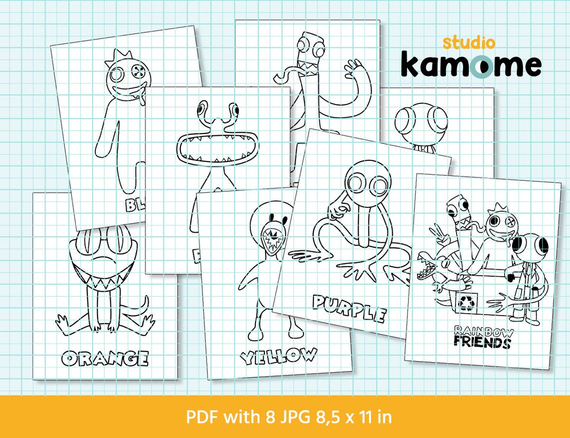 Coloring Pages Rainbow Friends Coloring Pages Home Print - Etsy Finland