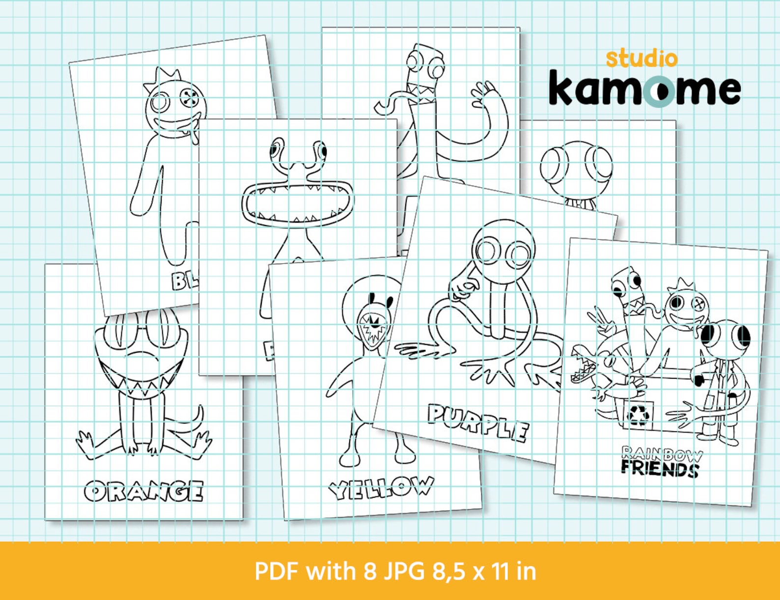 Coloring Pages Rainbow Friends Coloring Pages Home Print Etsy Norway
