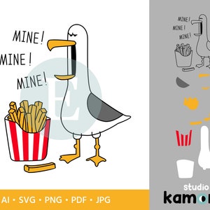 Seagull French fries SVG, Möwe Svg, Seagull Mine, Seagull cut file, Cricut, vector illustration - png, pdf, ai, jpg Instant Download