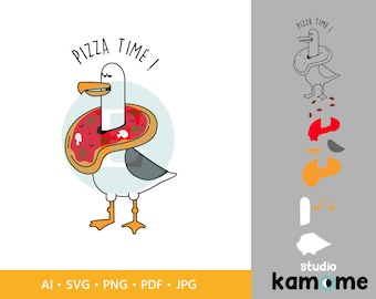 Seagull SVG, Seagull SVG Pizza, Mine, Seagull Cut file, Instant Download, Sublimation, Bird Clipart, Vector illustration - png, pdf, ai jpg