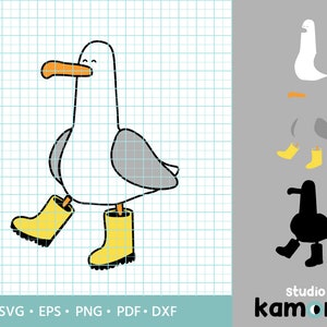 Seagull SVG, Seagull with yellow boots Svg, Seagull PNG, Seagull cut file, Sublimation, Vector illustration, Instant Download