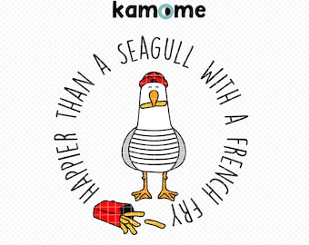 Happy Seagull Svg, Seagull French fries SVG, Seagull Mine, Seagull cut file, Sublimation, Vector Seagull illustration, Instant Download