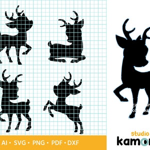 Deer SVG, Reindeer SVG, Deer PNG,  Cute Deer Silhouette, Cute Fawn Svg, Deer Silhouette, Deer cut file