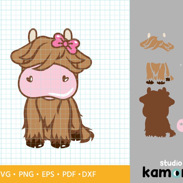 Highland Cow SVG, Highland Cow girl PNG, Baby Cow svg, Cow png, Instant Download, Transfer, Cricut, Sublimation, Print file