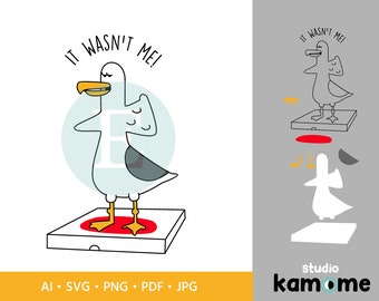 Seagull SVG, Seagull SVG Pizza, Mine, Seagull Cut file, Instant Download, Sublimation, Bird Clipart, Vector illustration - png, pdf, ai jpg