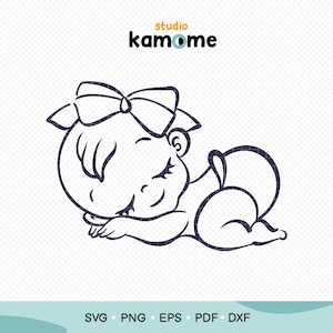 眠っている赤ちゃん SVG、ベビーシャワー SVG、眠っている女の子 PNG、眠っている赤ちゃんのシルエット、かわいい赤ちゃん SVG、赤ちゃん PNG、新生児カットファイル、即時ダウンロード