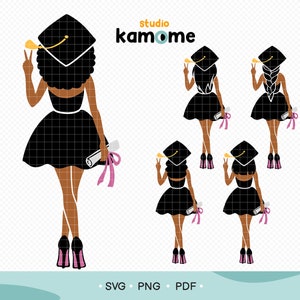 Black Girl Graduation SVG, African American Graduation Girl Svg, Senior black woman Silhouette, Graduation Cap SVG, Instant Download