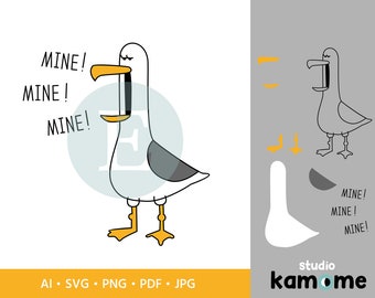 Seagull SVG, Seagull Mine, Seagull gesneden bestand, Cricut, Bird Clipart, vectorillustratie - png, pdf, ai, jpg Instant Download