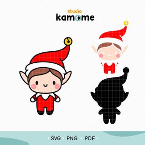 Kawaii Christmas Cute Bundle SVG, Santa Elf Snowman PNG, Clipart Bundle ...