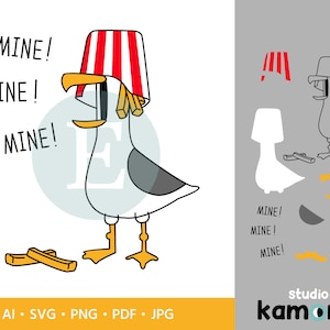 Seagull French fries SVG, Seagull Mine, Seagull cut file, Sublimation, Bird Clipart, vector illustration - png, pdf, ai jpg Instant Download