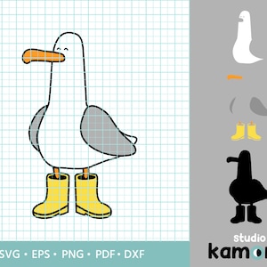 Seagull SVG, Seagull with yellow boots Svg, Seagull PNG, Seagull cut file, Sublimation, Vector illustration, Instant Download
