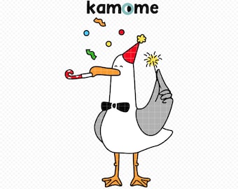 Seagull SVG, Party SVG, New Year SVG, Seagull cut file, Seagull Sublimation, Vector illustration, Instant Download