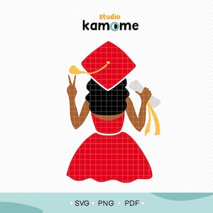 Black Girl Graduation Red SVG, African American Graduation Girl Svg, Senior black woman Silhouette, Graduation Cap SVG, Instant Download