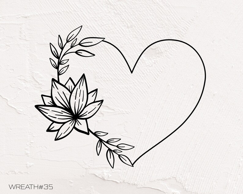Heart Frame Svg for Cricut Lotus Flower Svg Floral Border - Etsy Canada