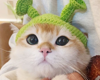 Crochet Adorable Costume Cat Dog Hat, Small Dogs Kitten Puppy Party Costume Accessory Headwear, Wifi Style Shrek Hat for Pet