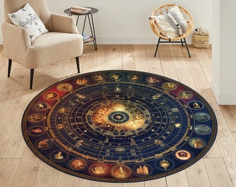 星座占星術ラグ、円形ホロスコープデザイン - Etsy 日本