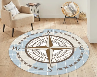 Compass Round Area Rug, Medallion Design