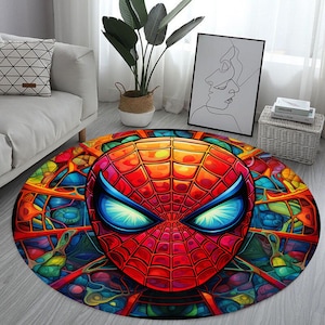Spiderman, Tapis Spiderman, Tapis Spider man, Carpette, Tapis pour chambre d&#39;enfant, Tapis Spiderman rond, Tapis rond, Tapis pour enfants, Tapis Spiderman, Tapis décoratif