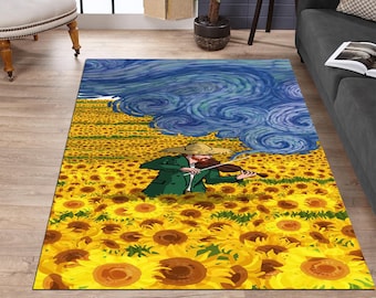Van Gogh Solrosor Konstmatta, Modern Vardagsrumsinredning