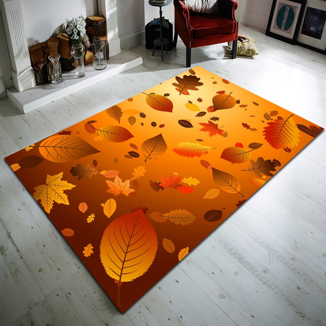 Fall Rug,autumn Rug, Leaf Pattern Rug, Autumn,themed Rug, Living Room