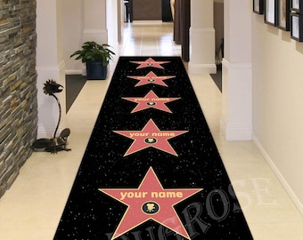 Personalized Hollywood Star Rug, Custom Name Runner Rug